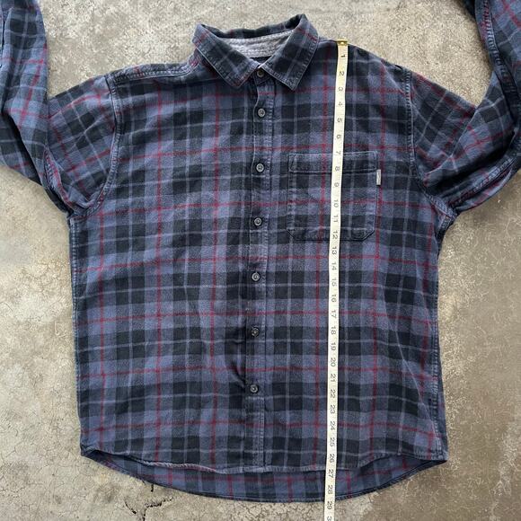 Eddie Bauer Men's XL Plaid Flannel Shirt Long Sleeve Button Down Gray Blue Red - Picture 6 of 6